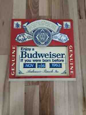 Vintage Budweiser Beer Born Before Sign 1960s Bar Advertisement