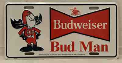 Bud Man Budweiser License Plate Beer Unused