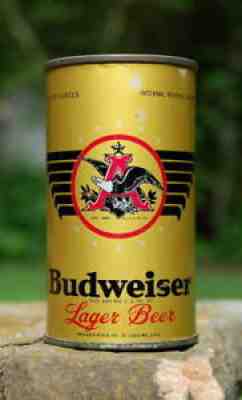 EXCELLENT 1948 BUDWEISER O/I IRTP FLAT TOP BEER CAN! 4% CONT LID & B/O'ed!