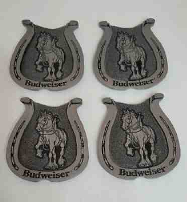 Set of 4 Budweiser Clydesdale Horseshoe Shaped Pewter Coasters