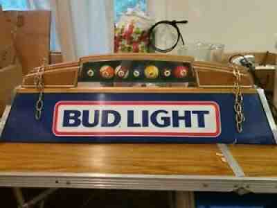 Vintage 1988 Bud Light Pool Table Light with Pool Balls