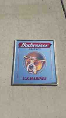 Budweiser U.S.M.C. Marines Bull Dog Beer Mirror Sign 1998