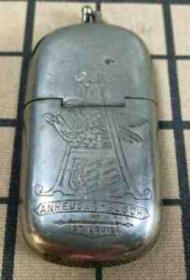 Vintage Anheuser Busch Budweiser Match Safe Vesta Silver Tone Beer Ed Hauck 1883