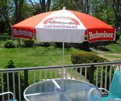 Vintage Budweiser Clydesdales Beer Patio Beach Umbrella Cloth Fabric USA Rare