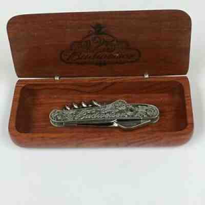 Vintage Budweiser 125th Anniversary Knife with Wooden Box