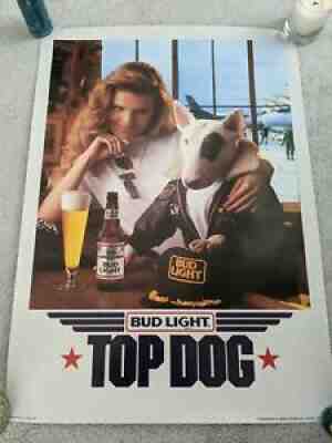 VINTAGE BUD LIGHT SPUDS MACKENZIE TOP DOG POSTER