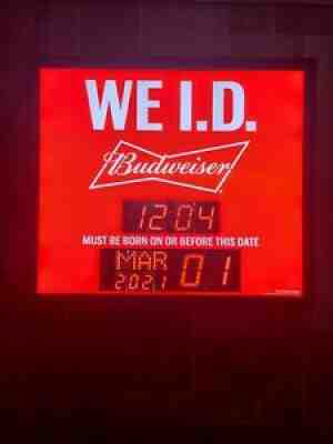 Budweiser Beer WE ID Countdown Clock Light Up LED Sign Game Room RARE