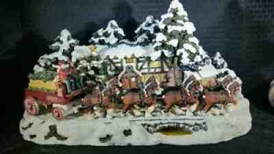 Budweiser Anheuser Busch Holiday Scene 2000 Large 15 Christmas Clydesdales 0592