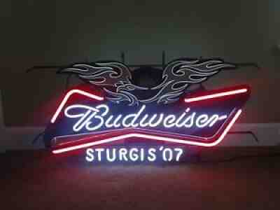 Budweiser Sturgis 2007 Neon Sign Bud Eagle Mirror Surface Works great MOTORCYCLE