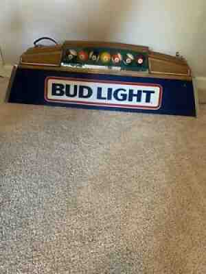 VINTAGE BUD LIGHT POOL TABLE LIGHT LIGHT (40X12X14) POOL BALLS MAN CAVE BAR