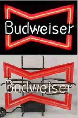 Vintage 1968 Barroom Bar Anheuser Budweiser Beer Bow Tie Neon Advertising Sign