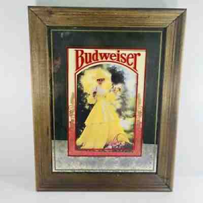 Vintage Rare Brytone Mechanical Mirror Works NY Anheuser-Busch Budweiser Girl