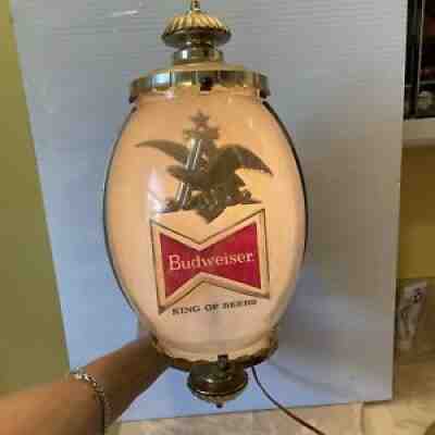 VINTAGE 1960s BUDWEISER KING OF BEERS BUBBLE WALL SCONCE BAR LIGHT. WORKS!