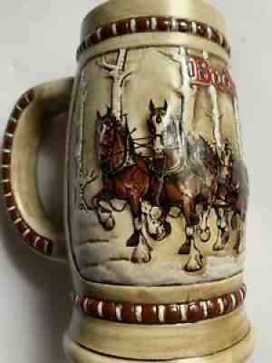 Budweiser 1993 Clydesdales Holiday Beer Stein - Hometown Holiday - Vintage