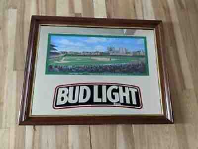 1993 Budweiser Bud Light Beer Chicago Cubs Wrigley Field MLB Sign Mirror 35x28