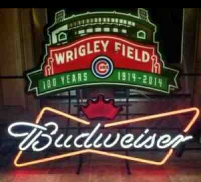 Budweiser beer Chicago Cubs 1914- 2014 neon light up sign Wrigley 100 years