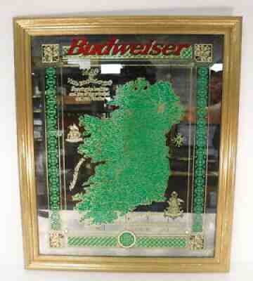 Anheuser-Busch Budweiser Beer Mirror Map Noble Erin Island Kings Ireland 28 x 33