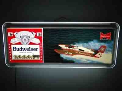 Killer Miss Budweiser Beer 1980s Vtg Lighted Sign U-12 Hydroplane Racing Boat