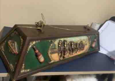 Vintage Budweiser Pool Table Light with 3-D Clydesdale Horses RARE & NICE!!!