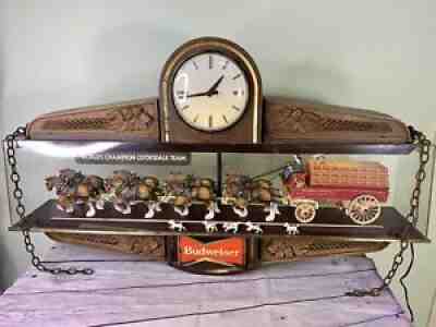 Budweiser Beer | Clydesdale Horses & Dalmations | Bar Light Sign Clock | Vintage