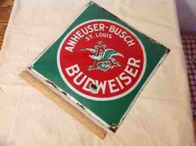 BUDWEISER porcelain sign advertising vintage domed 18