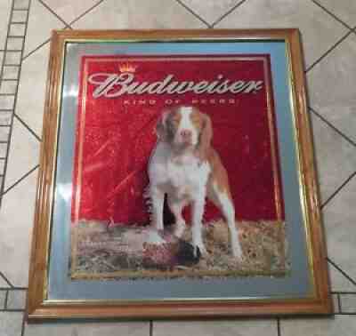 Budweiser Dog BRITTANY SPANIEL w/ PHEASANT Hunting Mirror