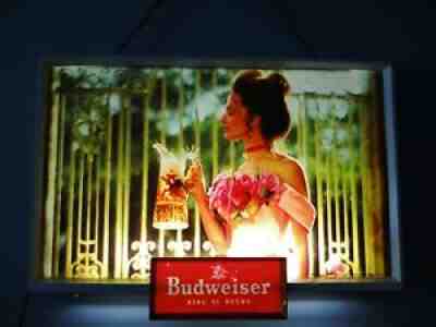 Killer 1950s Vtg Budweiser Beer Lighted Sign Bud Girl Anheuser Busch St Louis Mo