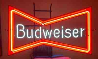 Anheuser-Busch Budweiser Beer Classic Bow Tie Neon Light Sign (Large 30.5