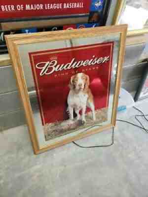 BUDWEISER DOG BRITTANY SPANIEL W/ PHEASANT HUNTING MIRROR VERY RARE MIRROR