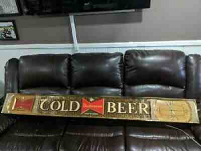 Large 6' Vintage Budweiser Cold Beer Working Clock Light Sign Read Description.