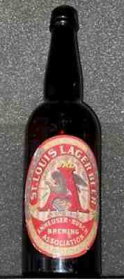 St. Louis lager beer bottle Anheuser Buschï¿¼ 1880s Pre Prohibition ¿¼ ¿¼ Applied Topï¿¼