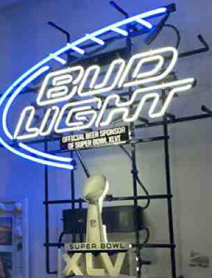 Bud Light NFL Super Bowl XLVI 46 2012 Neon Sign Indy Indianapolis NEW YORK GIANT