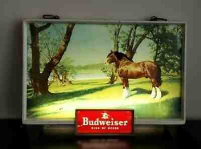 Rare Vintage Budweiser Beer Lighted Sign Clydesdale Horse 1950 1960â??s