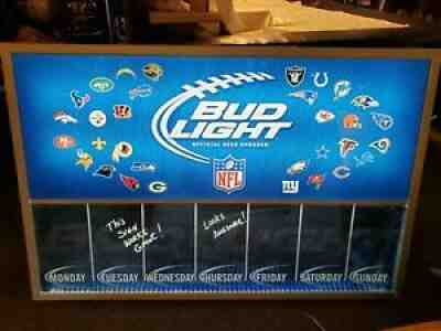 Bud Light Beer NFL Lighted Menu Board Sign - Dry Erase - Huge 32 x 49 Beer Sign