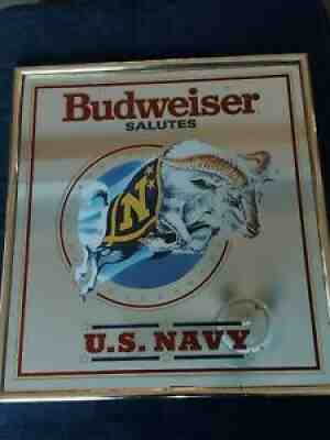 Vintage Budweiser Salutes the U.S. Navy Mirrored Bar Sign / Mirror