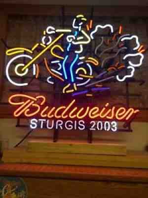 Budweiser Sturgis 2003 Neon Sign 5 Color MOTORCYCLE 