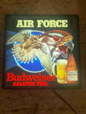 Vintage BUDWEISER BUD BEER US AIR FORCE FALCON IN MOTION USAF BAR LIGHT PUB SIGN