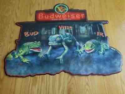 Budweiser 1999 Frogs Chameleon Embossed Metal Tin Sign ~ BUD - WEIS - ER 32â?x24â?