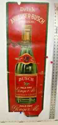 ANHEUSER BUSCH PALE DRY GINGER ALE 1920 LARGE CARDBOARD SIGN PRE PRO