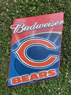 chicago bears budweiser sign tin rare htf large un used