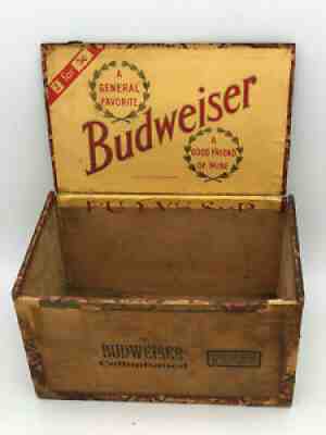 Vintage Rare 1932 Orig Budweiser Beer 2 for 5 Cents Cigar Wooden Wood Box Pa