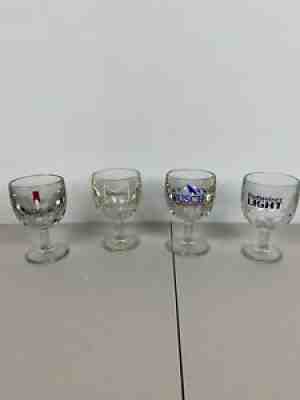 4 VINTAGE BEER GOBLET GLASSES 1970S BUDWEISER, BUDWEISER LIGHT, BUSCH, MICHELOB