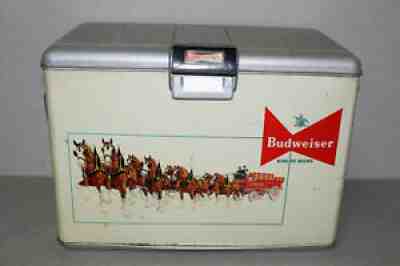 Vintage 1950's Budweiser King Of Beers Clydesdale Graphic Metal Cooler