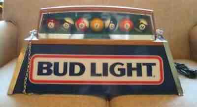 Vintage 1983 Bud Light Pool Table Light with Pool Billiard Balls