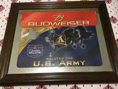 BUDWEISER SALUTES THE U.S. ARMY FRAMED BAR MIRROR SIGN MAN CAVE MILITARY