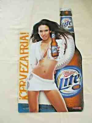 2003 MILLER LIGHT Pin Up Bikini Girl METAL CERVEZA FRIA! Cold BEER SIGN Tacker