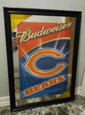 Budwieiser Beer Chicago Bears Vintage Framed Beer Sign