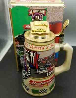 Budweiser NASCAR 50th Anniversary 1948-1998 Lidded Beer Stein