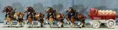 8 Clydesdale Horse Team & Anheuser Busch Budweiser Beer Wagon By Metlox Pottery