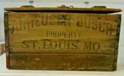 1917 ANHEUSER BUSCH Pre Prohibition Beer Wood Crate St Louis - hinged lid